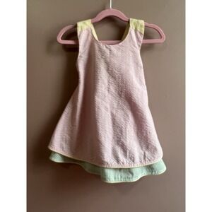 Jack & Teddy Girls Toddler Seersucker Dress Pink Yellow Green‎ Size 3T